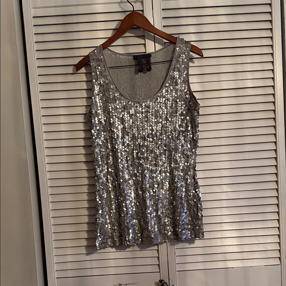 Silver Sequin Women's Tank Top